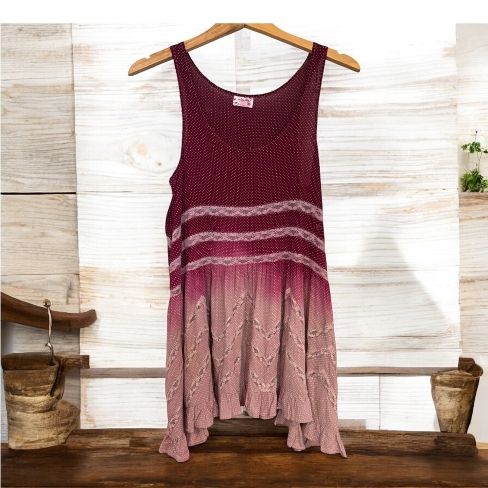 Free People Intimate Voile And Lace Trapeze Tunic EUC